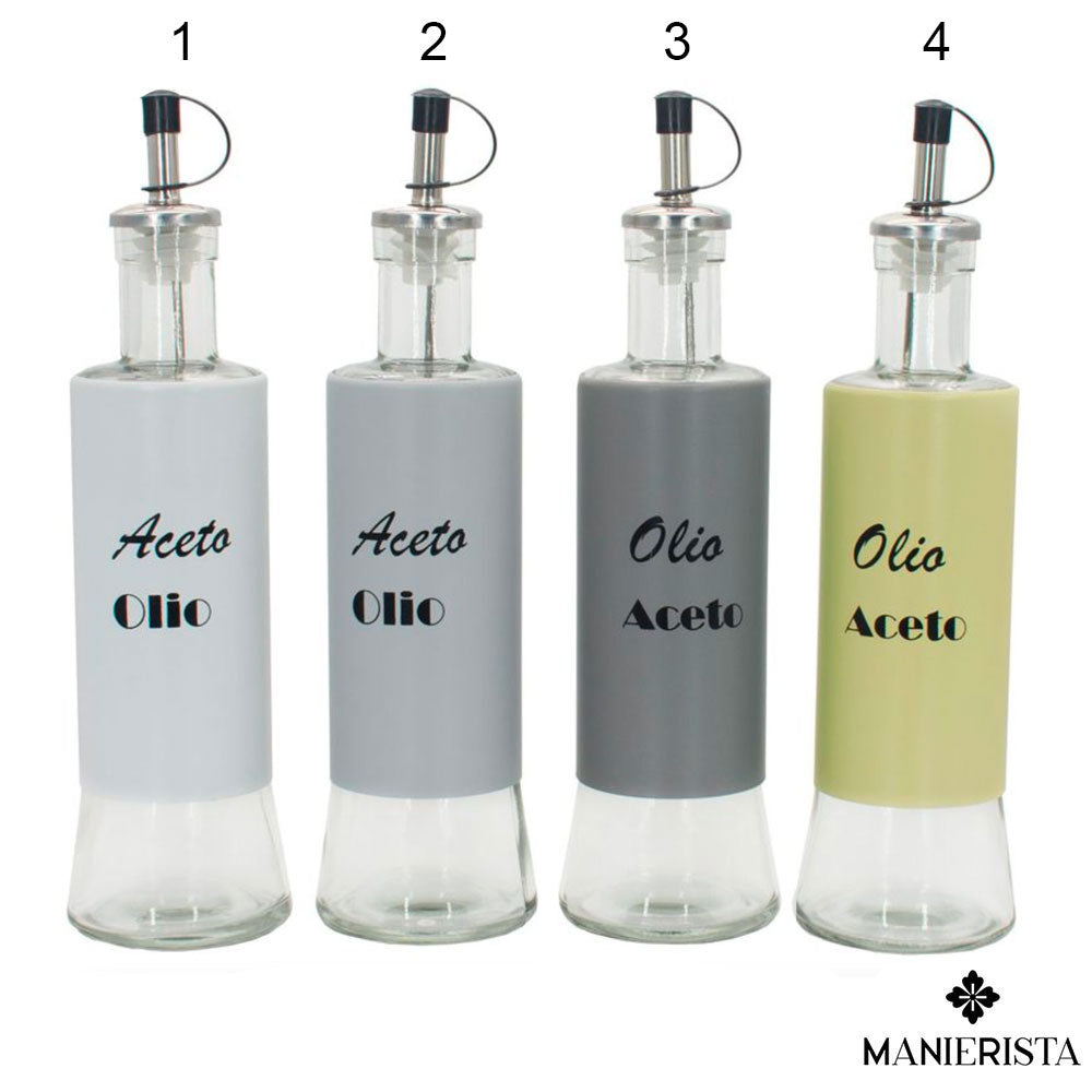 Oliera in vetro e metallo