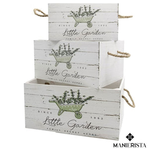 Set di tre cassette "little garden"