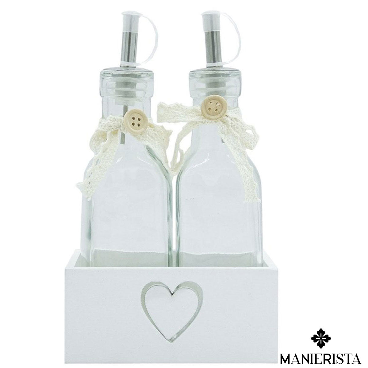 Coppia di oliere in vetro