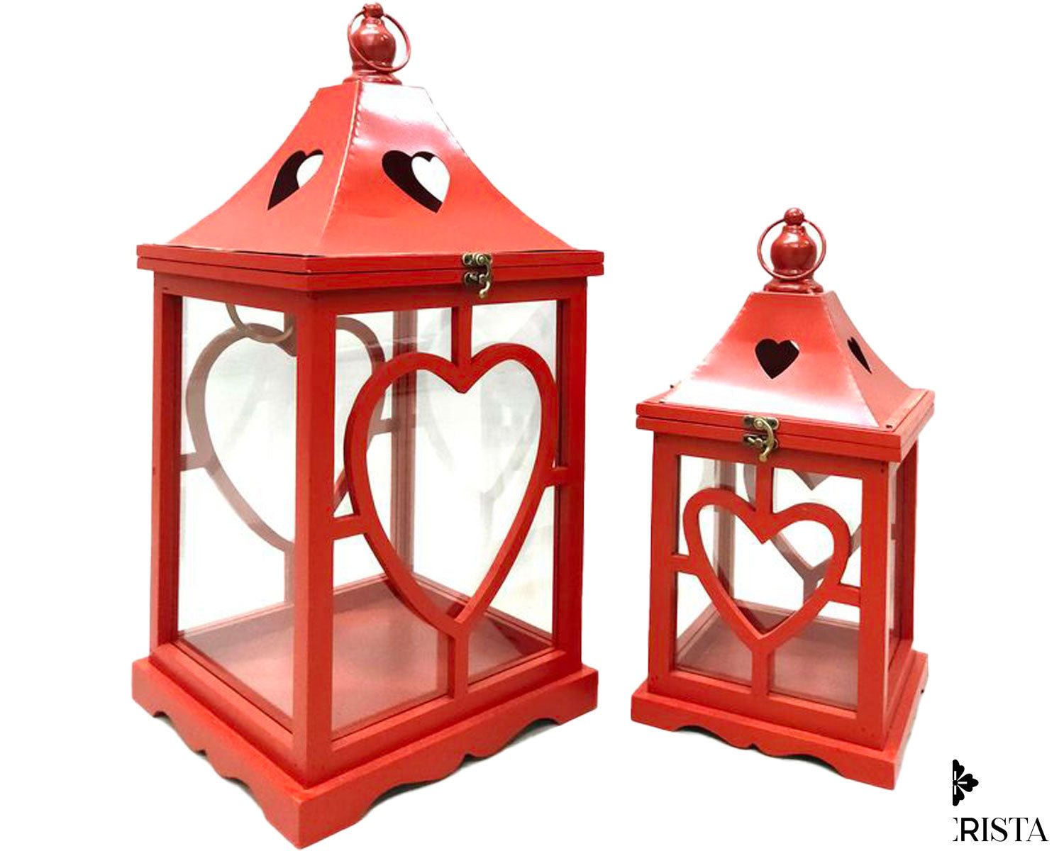 Set di lanterne con cuore - rosso