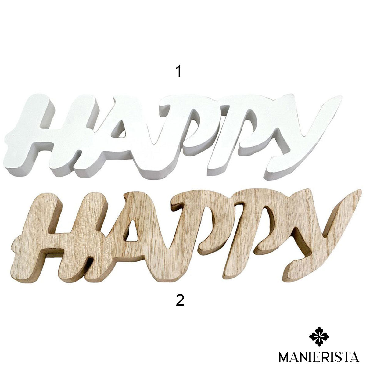 Scritta "Happy" in legno