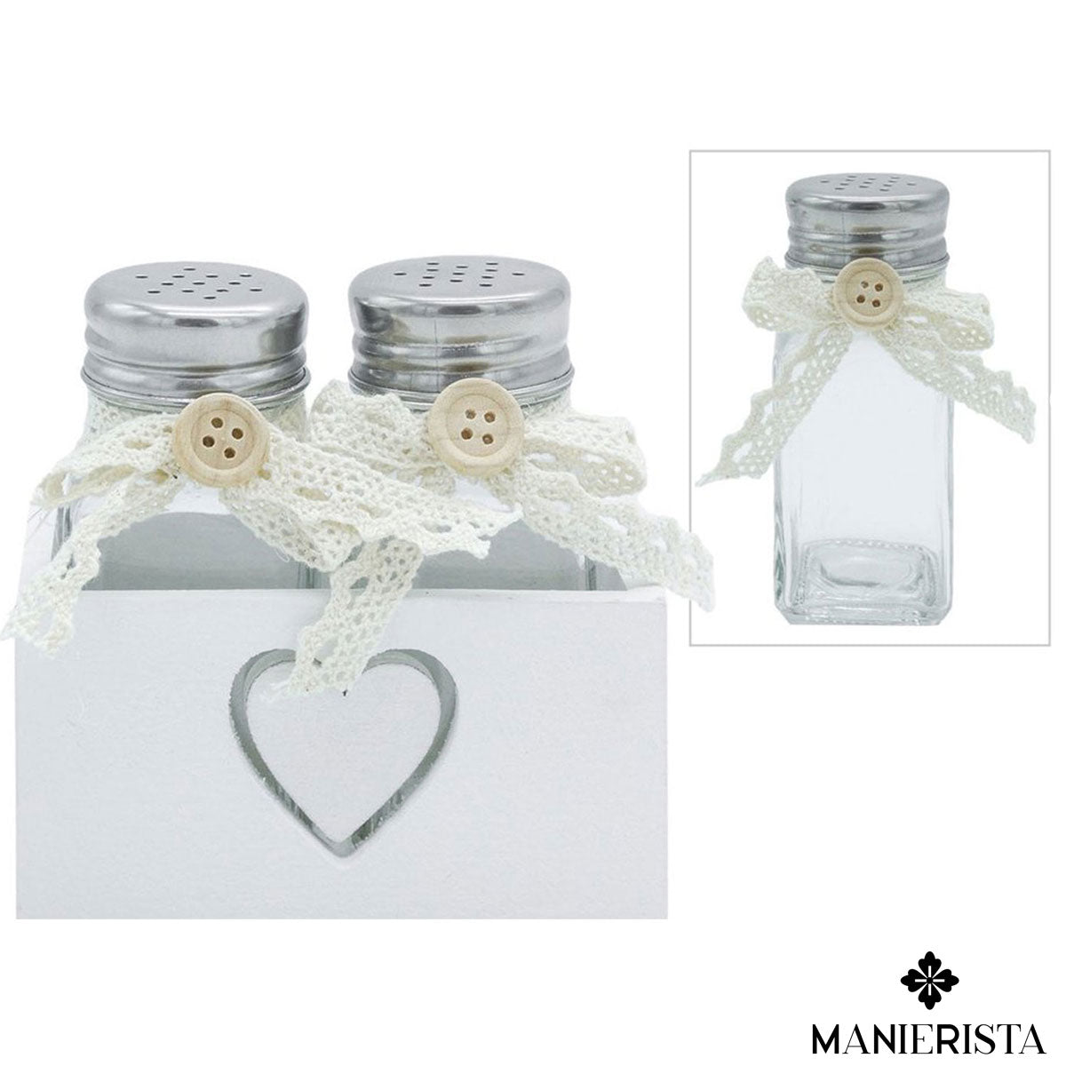 Set di salini in vetro con cassetta in legno