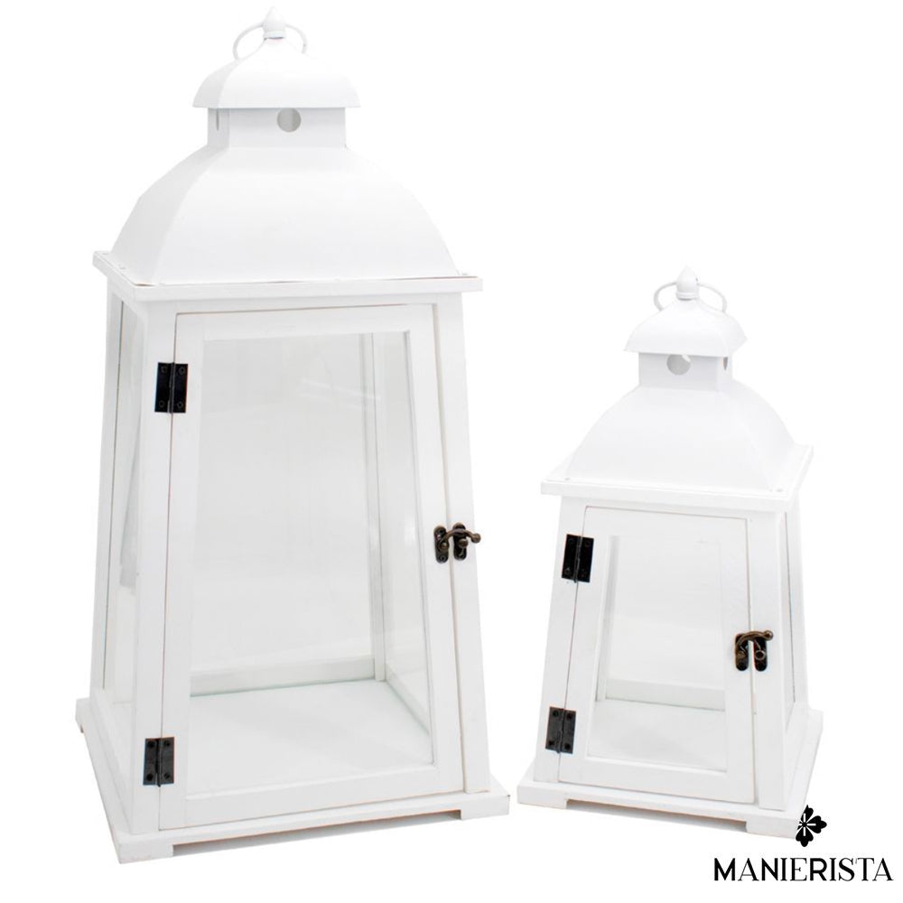 Set di due lanterne piramidali - bianco