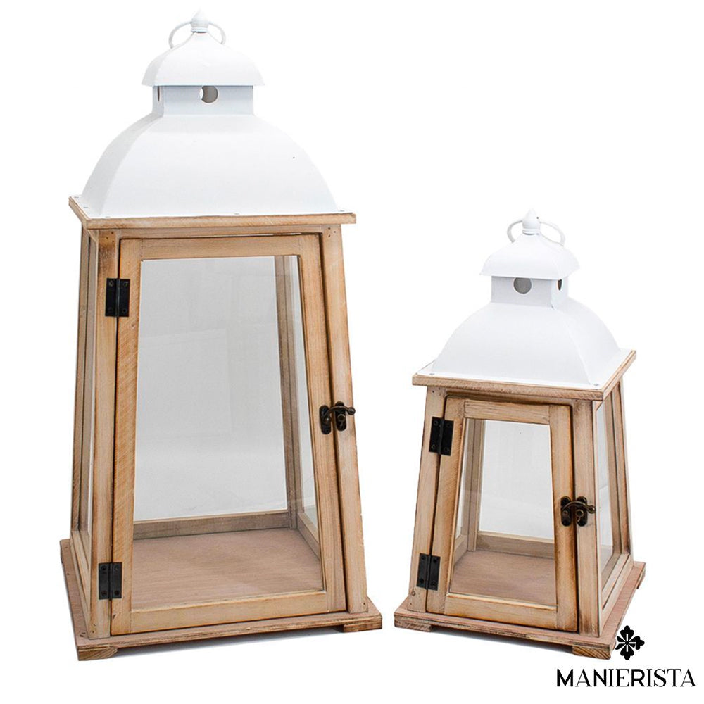 Set di due lanterne piramidali - bianco