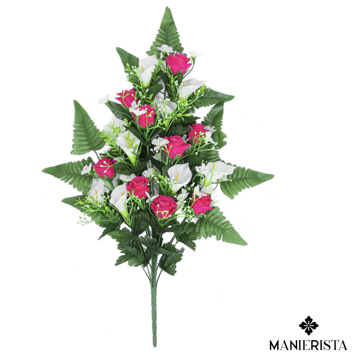 Mazzo di rose decorativo mini-MOLLY, 5 rose, 3 gemme, rosa-magenta, 28cm, Ø  15cm - artplants Mazzi di fiori artificiali