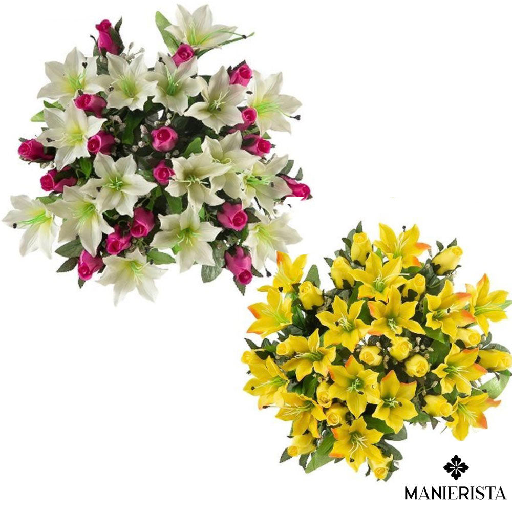 Bouquet di gigli e boccoli di rosa