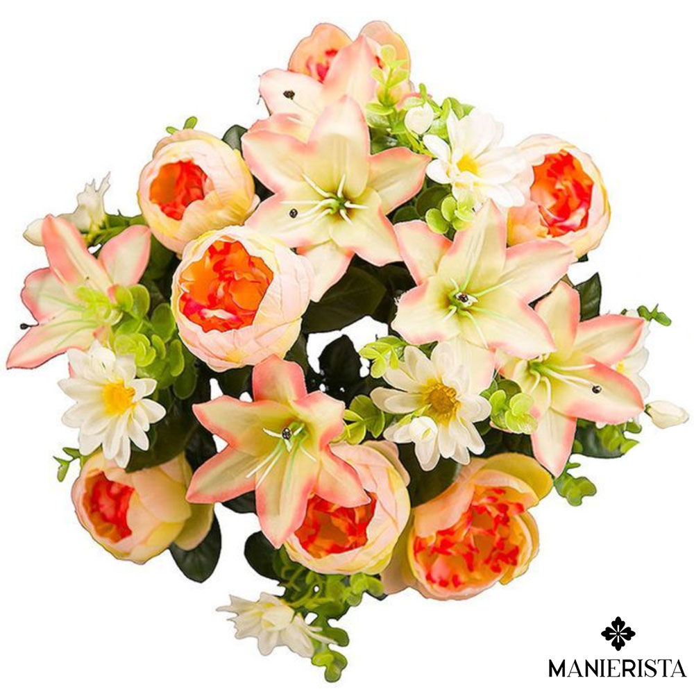 Bouquet grande con peonie, margherite e gigli