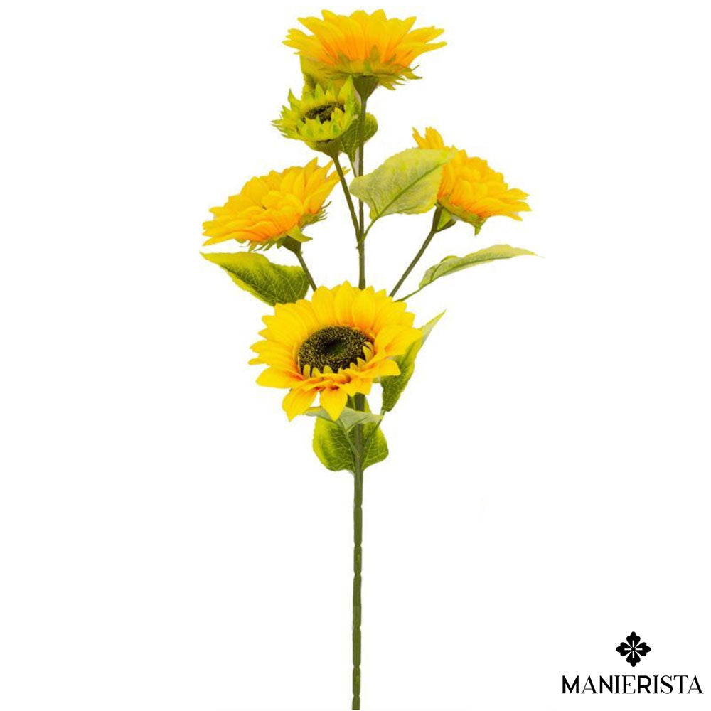 Girasole con 4 fiori e 1 bocciolo - 93 cm