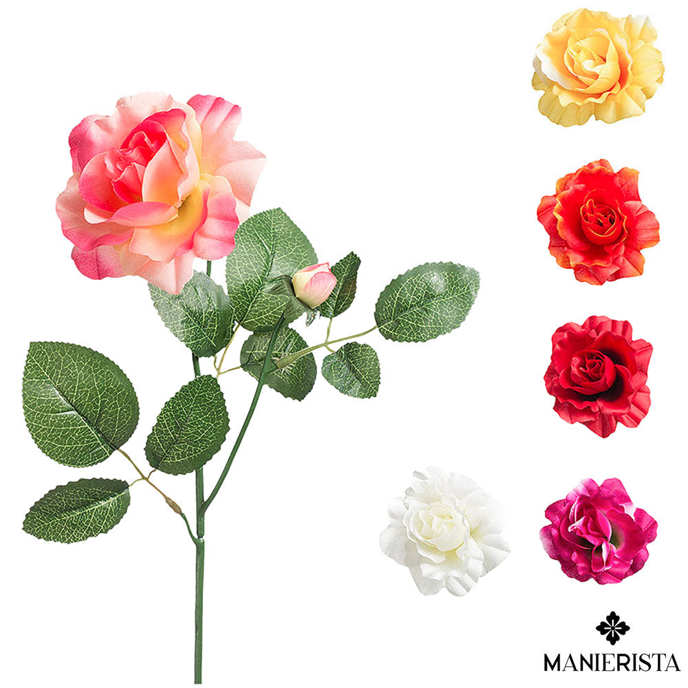 Ramo con rosa e bocciolo in satin